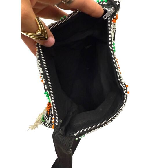 1960's orange green beaded bag - Picture 4 of 6